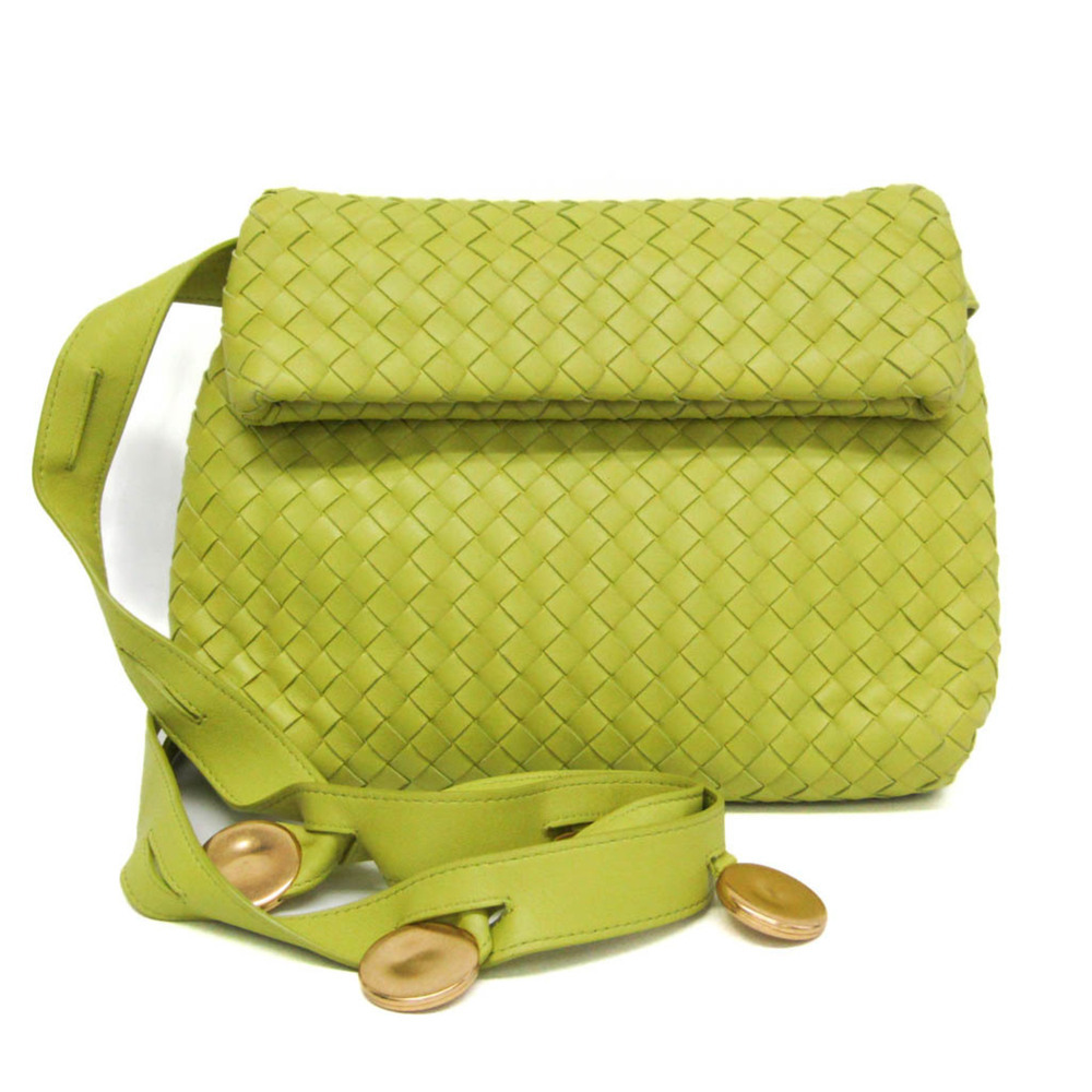 BOTTEGA VENETA Yellow Leather Intrecciato Shoulder Bag